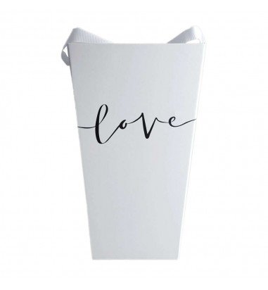 Cutie înaltă cu mâner model Love - alb