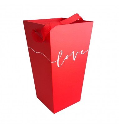 Cutie înaltă cu mâner model Love - roșu