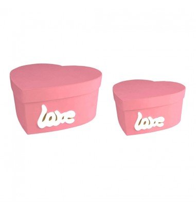 Set 2 cutii inimă catifelate Love...