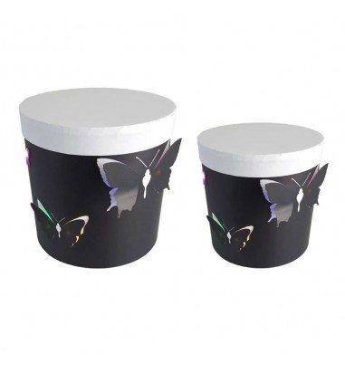 Set 2 cutii rotunde cu fluturi și...