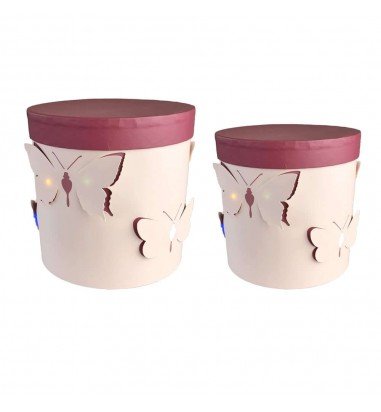 Set 2 cutii rotunde cu fluturi și...