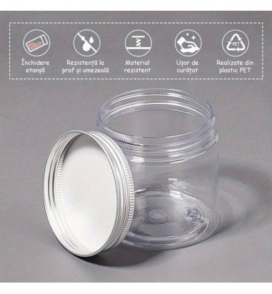 Borcan rotund transparent din plastic...