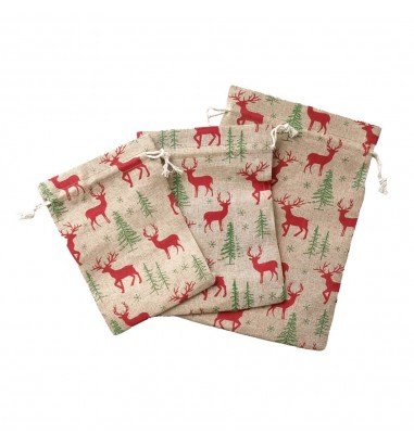 Săculeți textili renii Crăciunului...