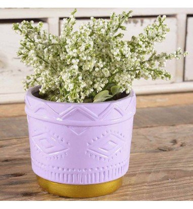 Vază ceramică cu margine aurie -...