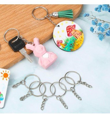 Inele breloc argintii 2.5cm cu lanț...