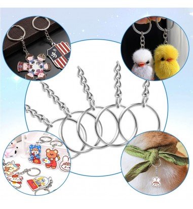 Inele breloc argintii 2.5cm cu lanț...