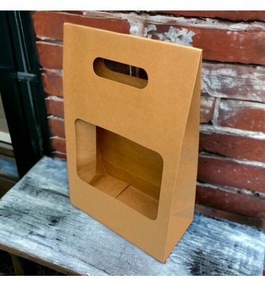 Cutii cu fereastră și mâner - maro...