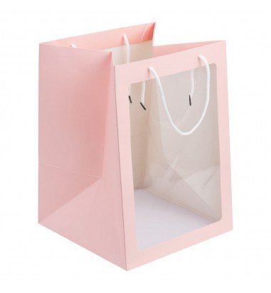 Pungi hârtie cu fereastră - roz (set...