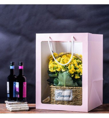 Pungi hârtie cu fereastră - roz (set...