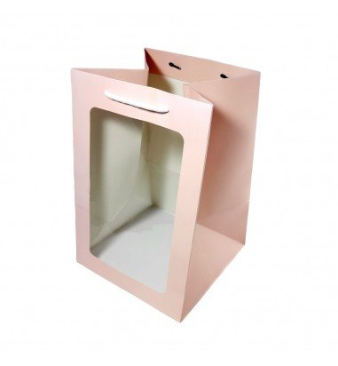 Pungi hârtie cu fereastră - roz (set...