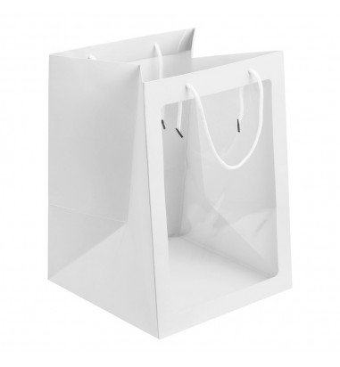 Pungi hârtie cu fereastră - alb (set...