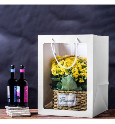 Pungi hârtie cu fereastră - alb (set...