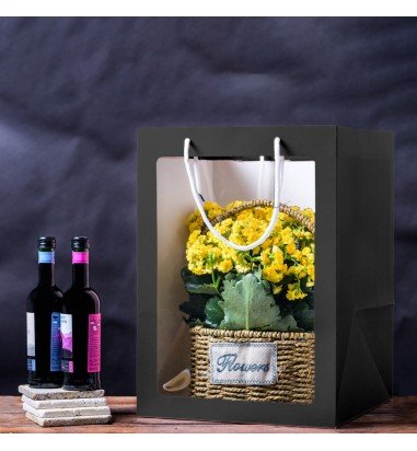 Pungi hârtie cu fereastră - negru...