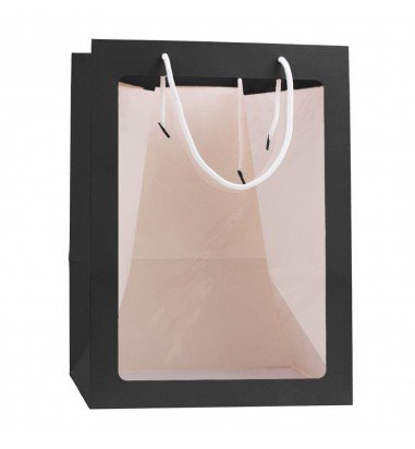 Pungi hârtie cu fereastră - negru...