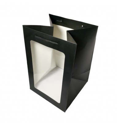 Pungi hârtie cu fereastră - negru...