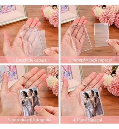 Breloc dreptunghiular transparent...