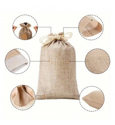 Săculeți țesătură sac cu sfoară 7x9cm...