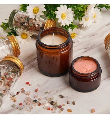 Borcan rotund ambră cu capac negru 30ml