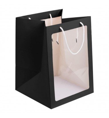 Pungi hârtie cu fereastră - negru...