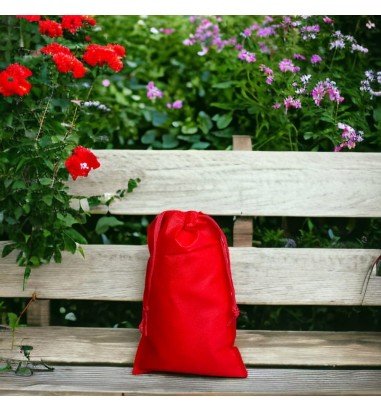Săculeți non woven cu sfoară - roșu...