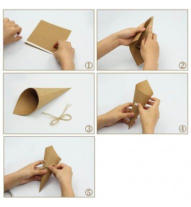 Con hârtie cu fundă iută 14,5x14,5cm...