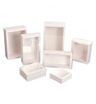 Cutie din hârtie cu fereastră - alb...