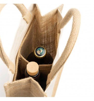 Sacoșă dublă iută pentru sticle de vin