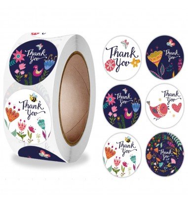 Rolă 500 stickere rotunde 2.5cm - mix...