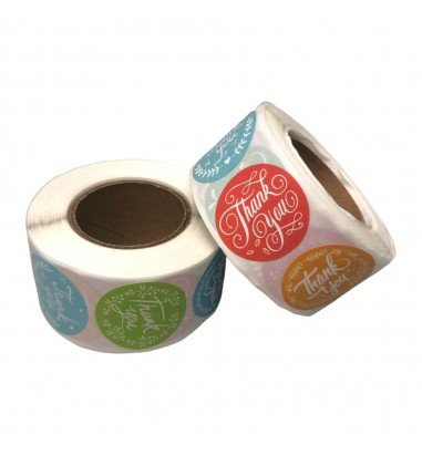 Rolă 500 stickere rotunde 2.5cm - mix...