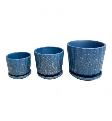 Set 3 ghivece ceramică rotunde cu...