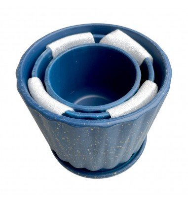 Set 3 ghivece ceramică rotunde cu...