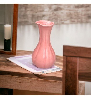 Vază ceramică rotunda 6x18cm - roz