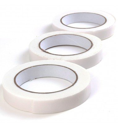Bandă adezivă cu doua fețe - alb (set...