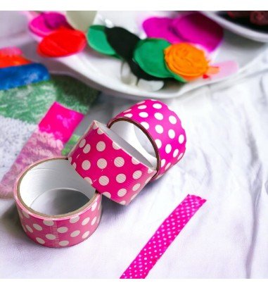 Bandă adezivă cu model - tipar roz...