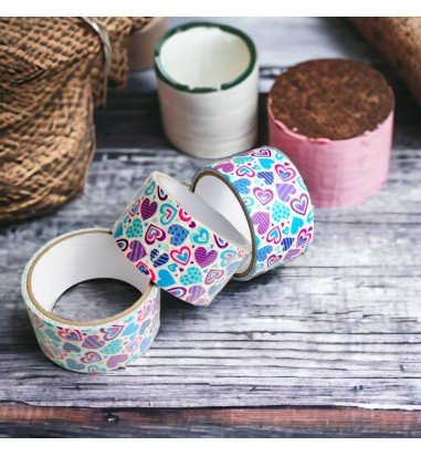 Bandă adezivă cu model - inimioare...