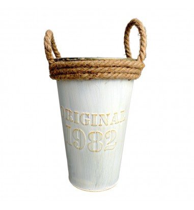 Ghiveci de metal cu mânere din iută -...