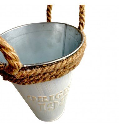 Ghiveci de metal cu mânere din iută -...