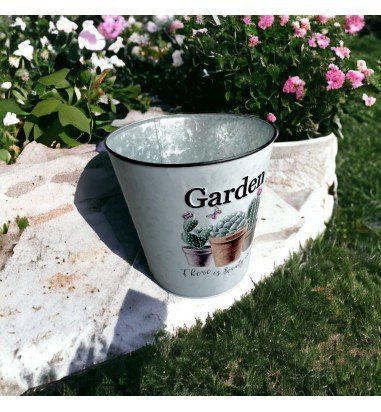 Ghiveci rotund din metal model Garden...