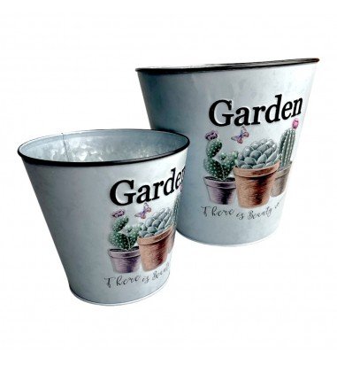 Ghiveci rotund din metal model Garden...