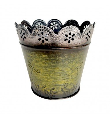 Ghiveci rotund din metal cu fluturi -...