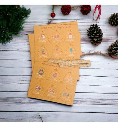 Etichete brad de Crăciun cu sfoară...