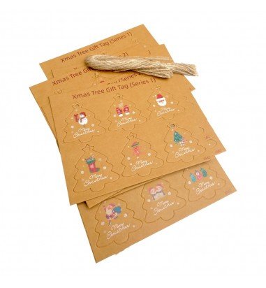 Etichete brad de Crăciun cu sfoară...