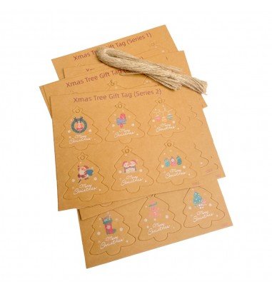 Etichete brad de Crăciun cu sfoară...