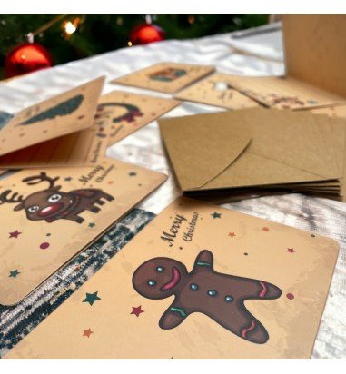 Set 9 felicitări de Crăciun - kraft...