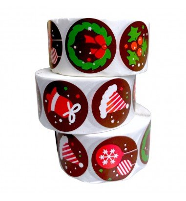 Rolă 500 stickere Crăciun 2.5cm -...
