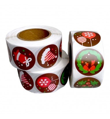Rolă 500 stickere Crăciun 2.5cm -...