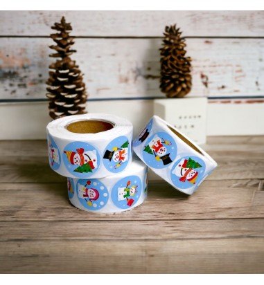 Rolă 500 stickere Crăciun 2.5cm -...