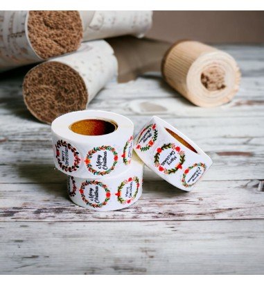 Rolă 500 stickere Crăciun 2.5cm -...