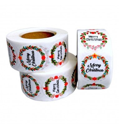 Rolă 500 stickere Crăciun 2.5cm -...