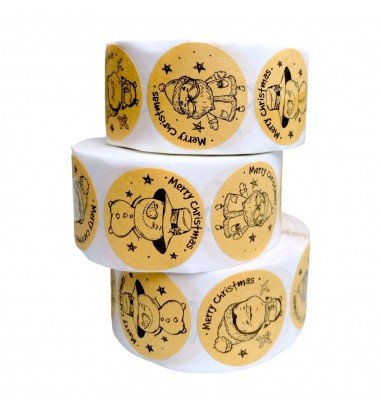 Rolă 500 stickere kraft Crăciun 2.5cm...